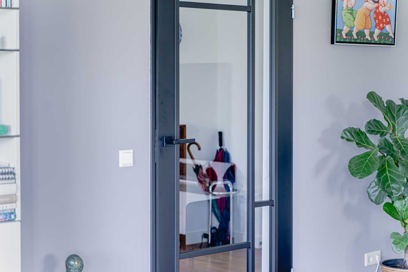 Staal look opdekdeur Svedex FR500 modern zwart Superlak Simon Maree Deurenspecialist DSC07254 Enhanced NR