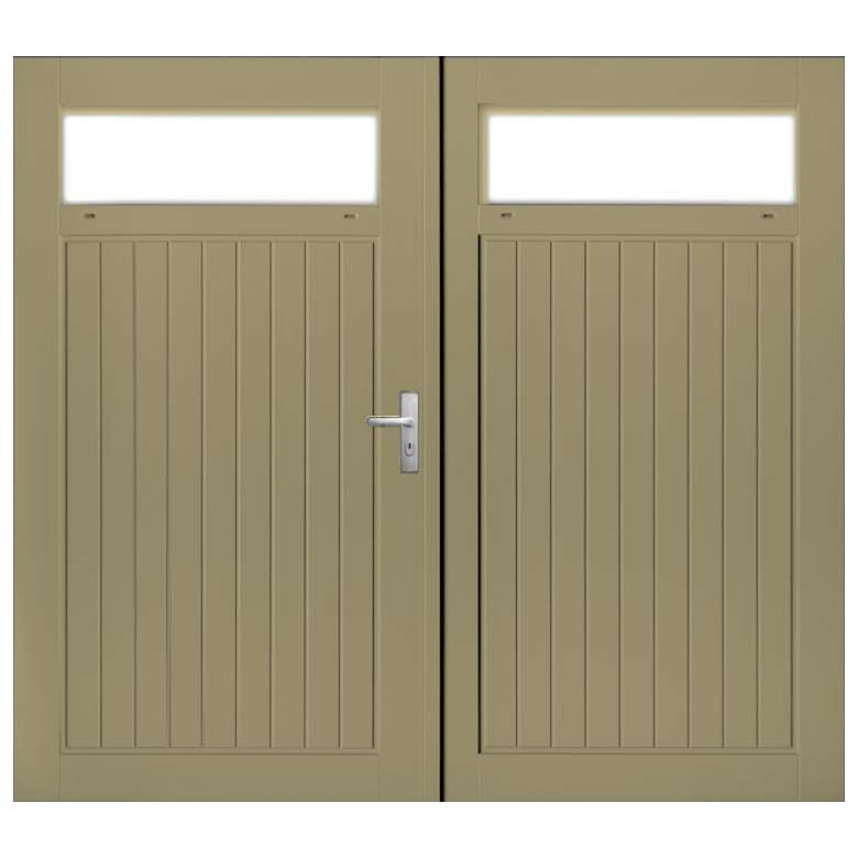Weekamp Garagedeuren Glas wk3523 Beige dubbel stapeldorpel groef