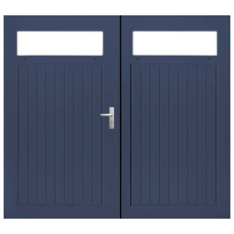 Weekamp Garagedeuren Glas wk3523 Blauw dubbel stapeldorpel groef