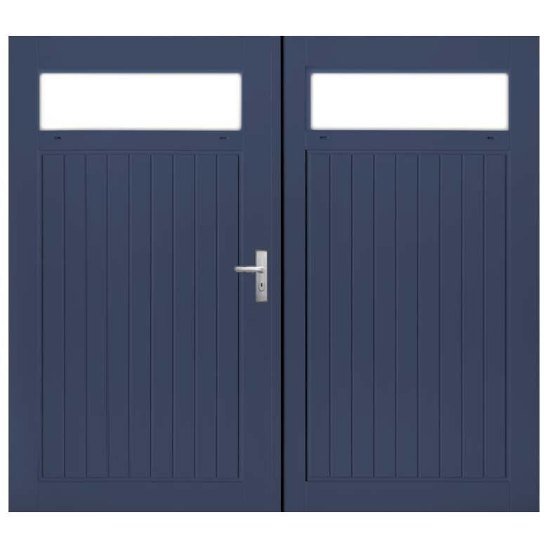 Weekamp Garagedeuren Glas wk3523 Blauw dubbel stapeldorpel groef