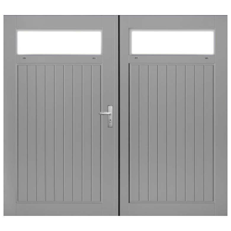 Weekamp Garagedeuren Glas wk3523 Grijs dubbel stapeldorpel groef