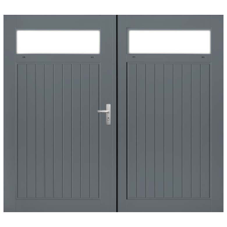 Weekamp Garagedeuren Glas wk3523 GrijsBlauw dubbel stapeldorpel groef