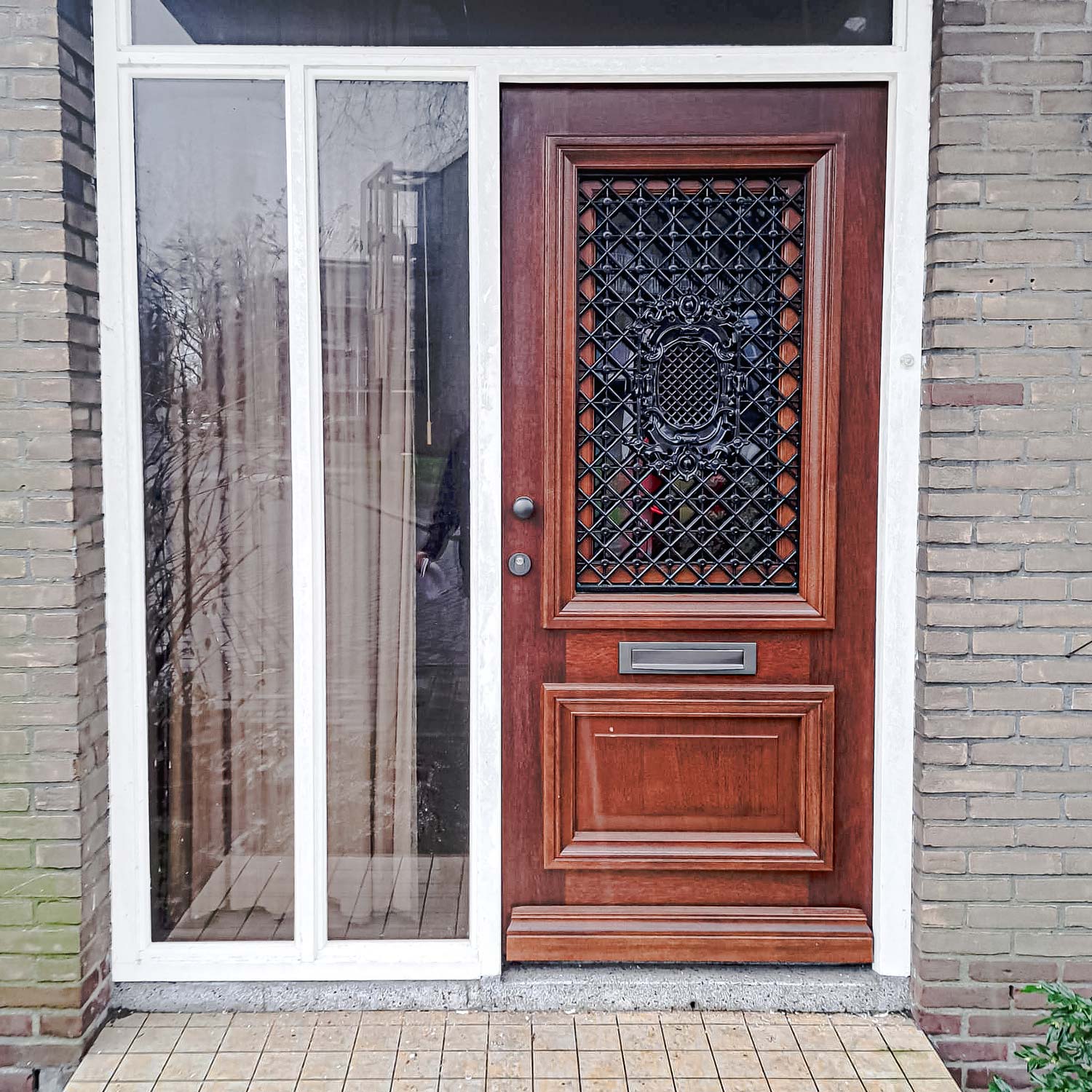 Klassieke Voordeur Web Rooster Blank Hout 2
