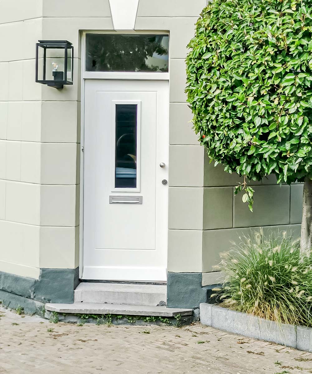 Front Door White Handle Black Glass
